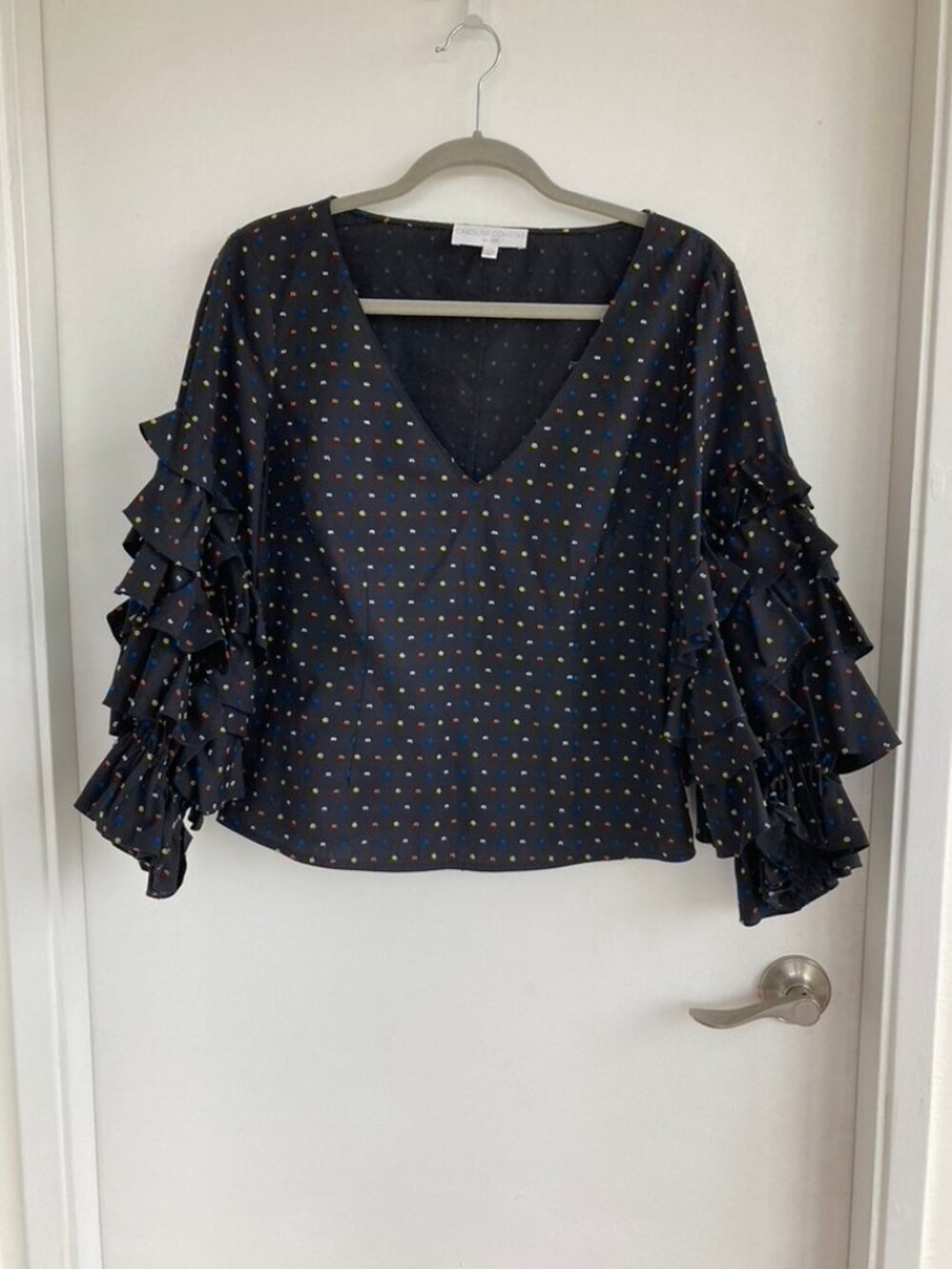 Beautiful Caroline Constas Blouse with tiered ruffle sleeves